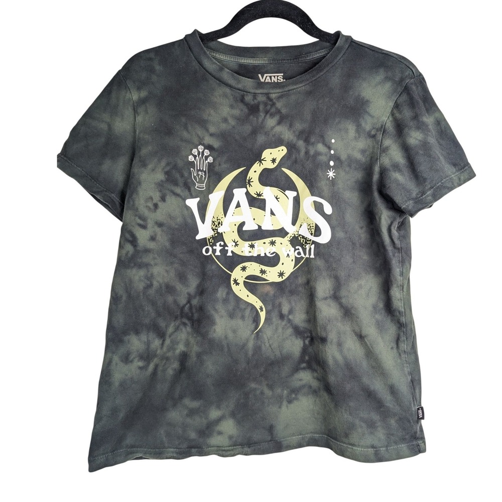 L Vans Off The Wall Snake Moon Gray Graphic Tie Dye T-Shirt Charcoal Grey